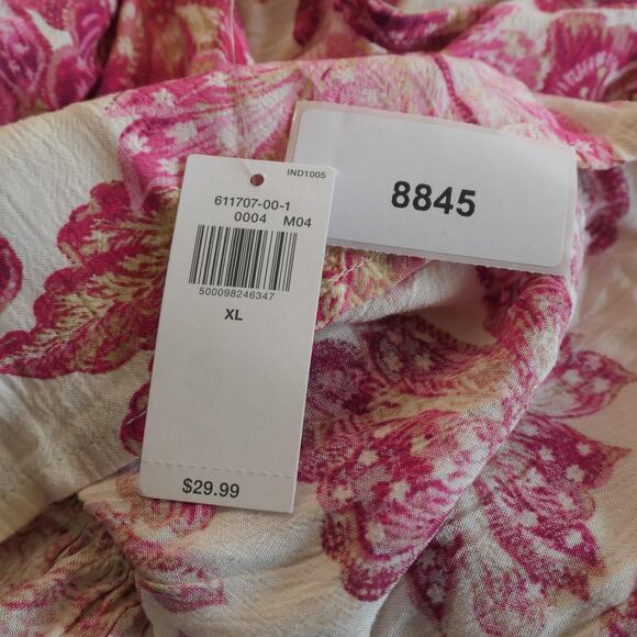 Old Navy Tank Top Womens XL Pink Red Floral Print Halter Tiered Peasant Boho - Picture 11 of 12